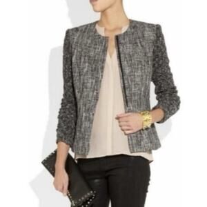 Theory Alimo Peplum Black Tweed Jacket Size 6